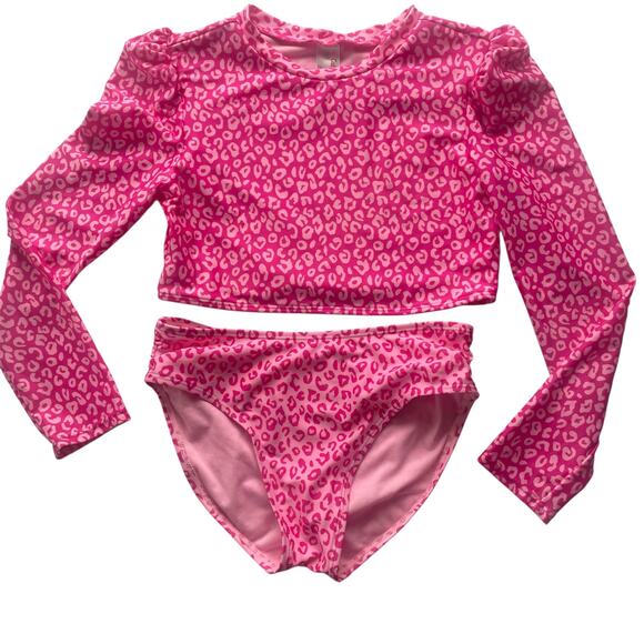 Cat & Jack Leopard Spot Printed Rash Guard Sett Sz XL (14) - Picture 2 of 5